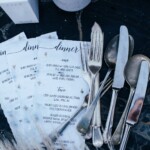 close up of cutlery and menus