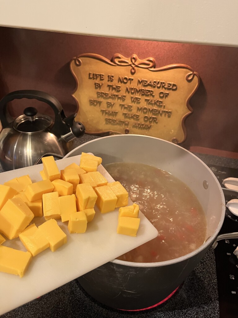 cheese added to fiesta soup