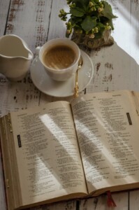 thankful for a bible and a cup of coffee
