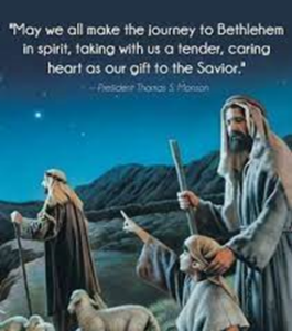 Christmas shepherds traveling to Bethlehem