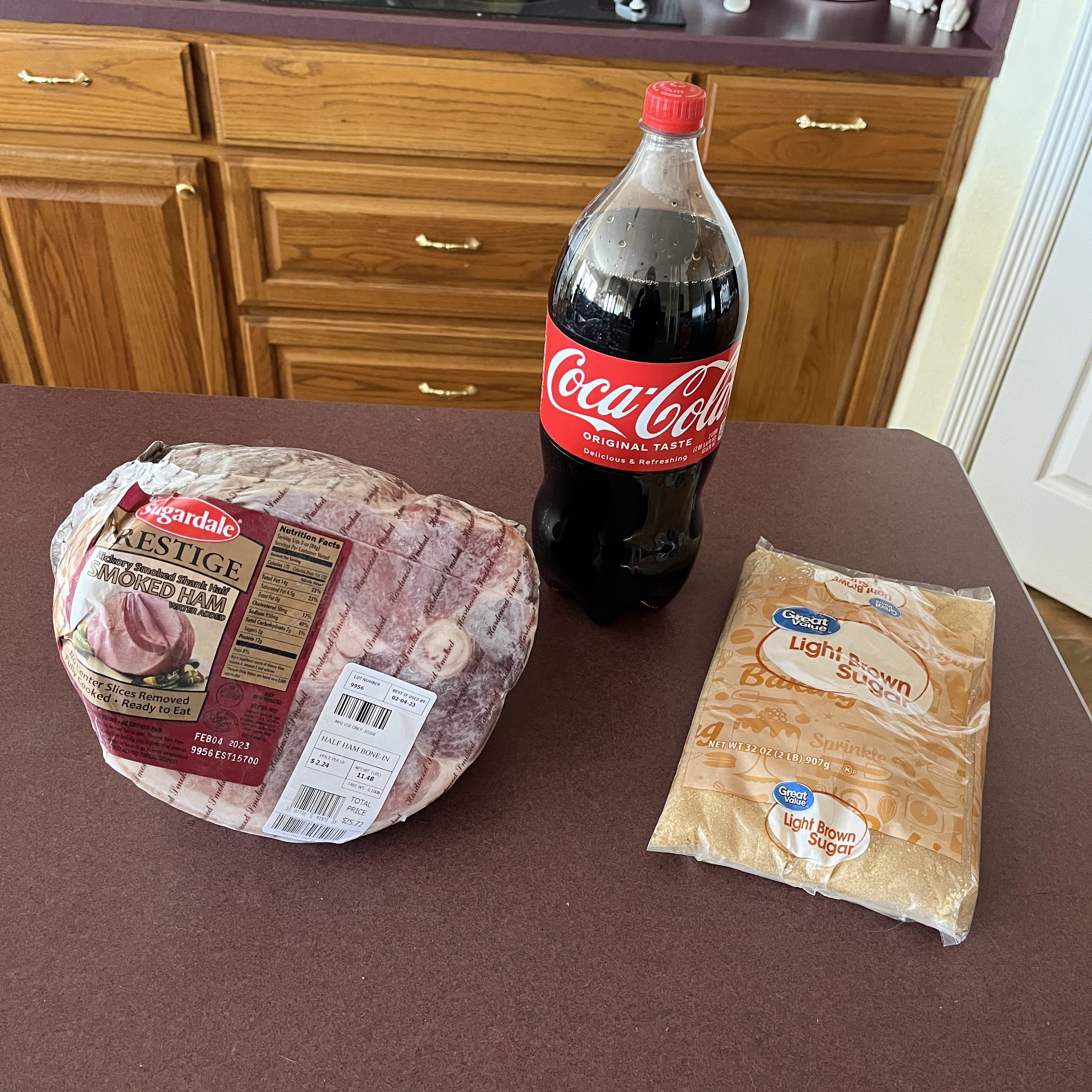 Ingredients for my dad's easy bake ham recipe