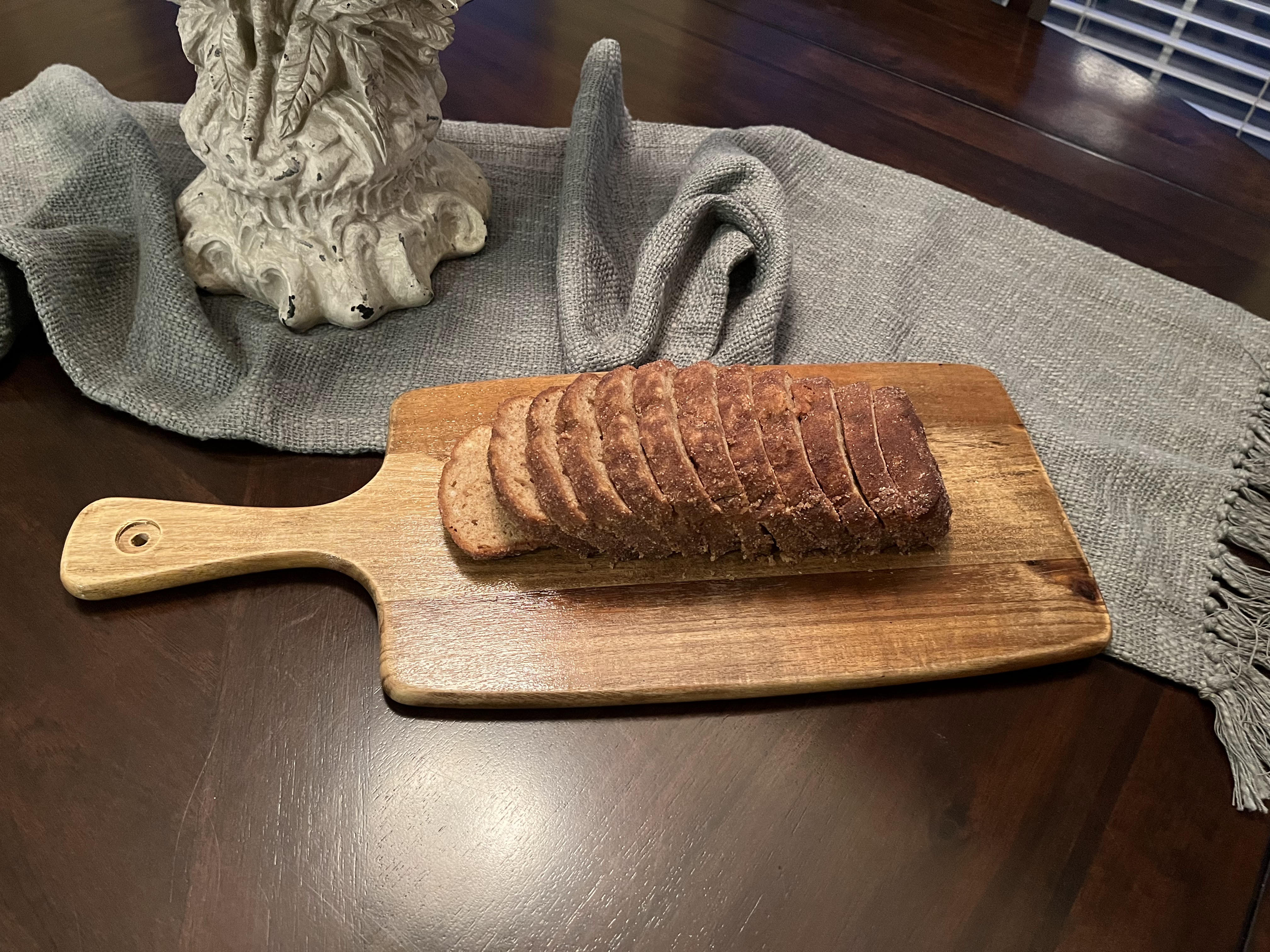 Restored cutting board with bread