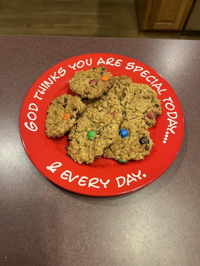 Monster Cookies on a Valentine Plate