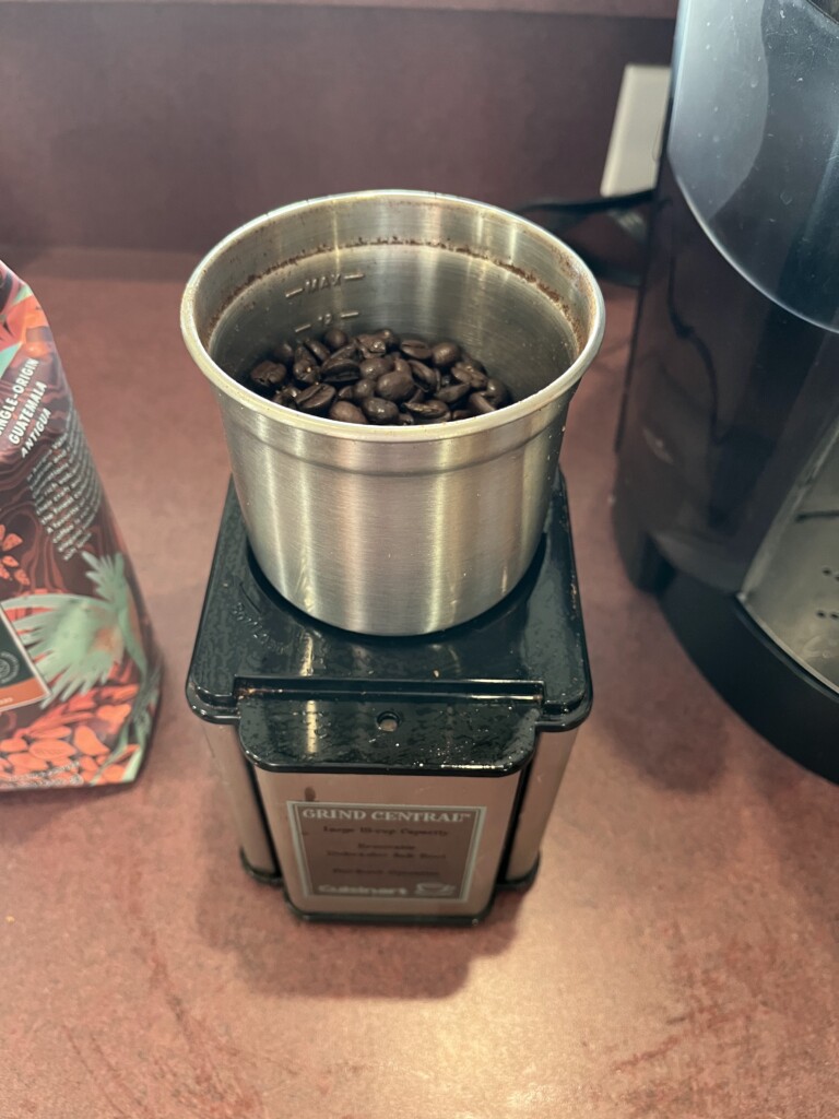 coffee beans in the coffee grinder