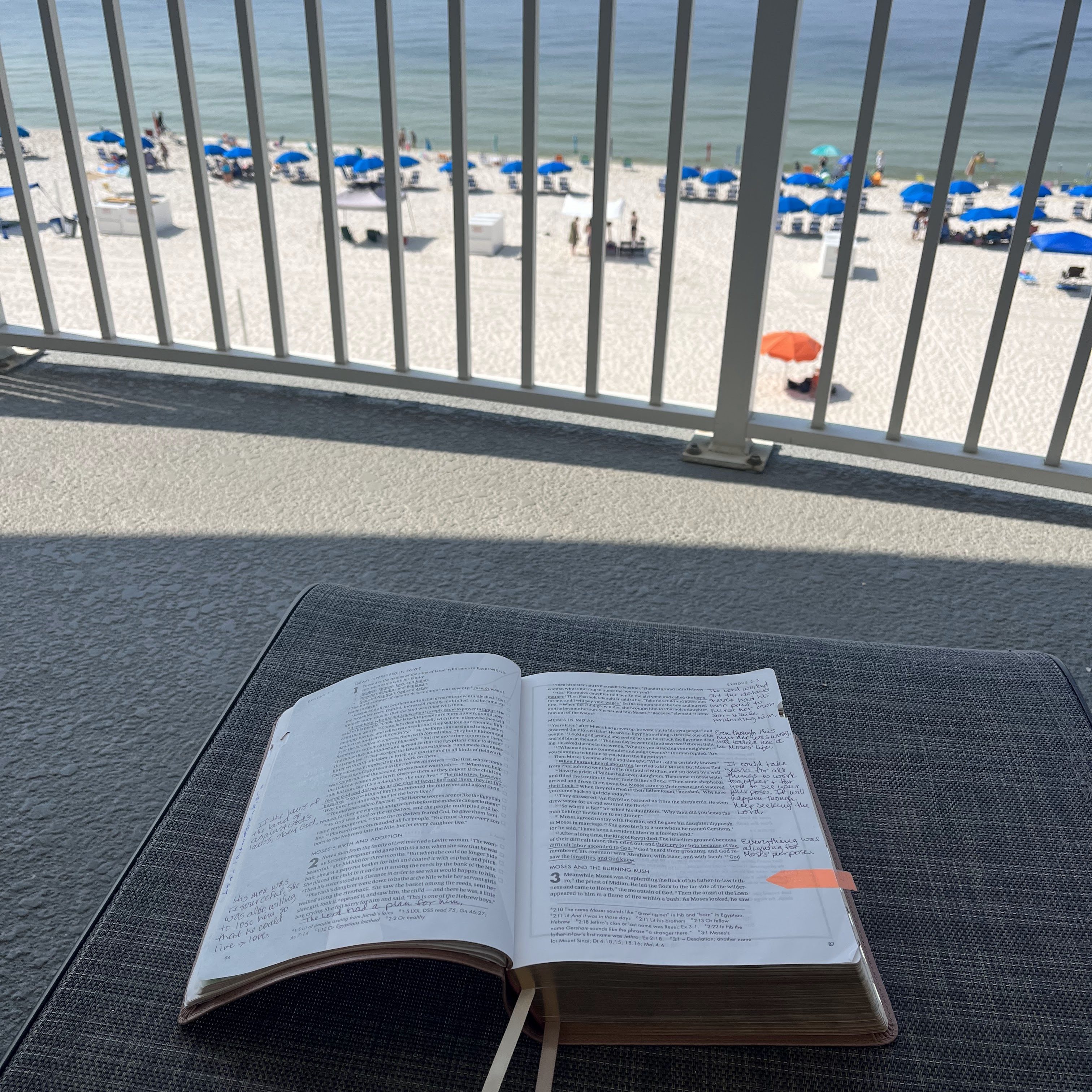 Reading the Bible for Life Applications at the beach