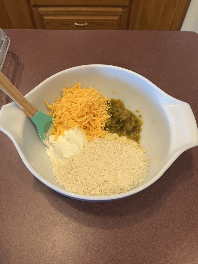 add ingredients for green chili rice