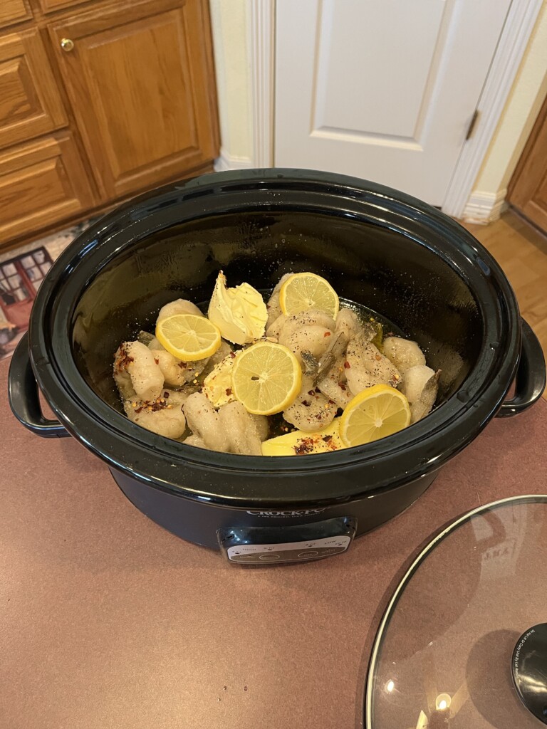 lemon shrimp linguini in the crock pot