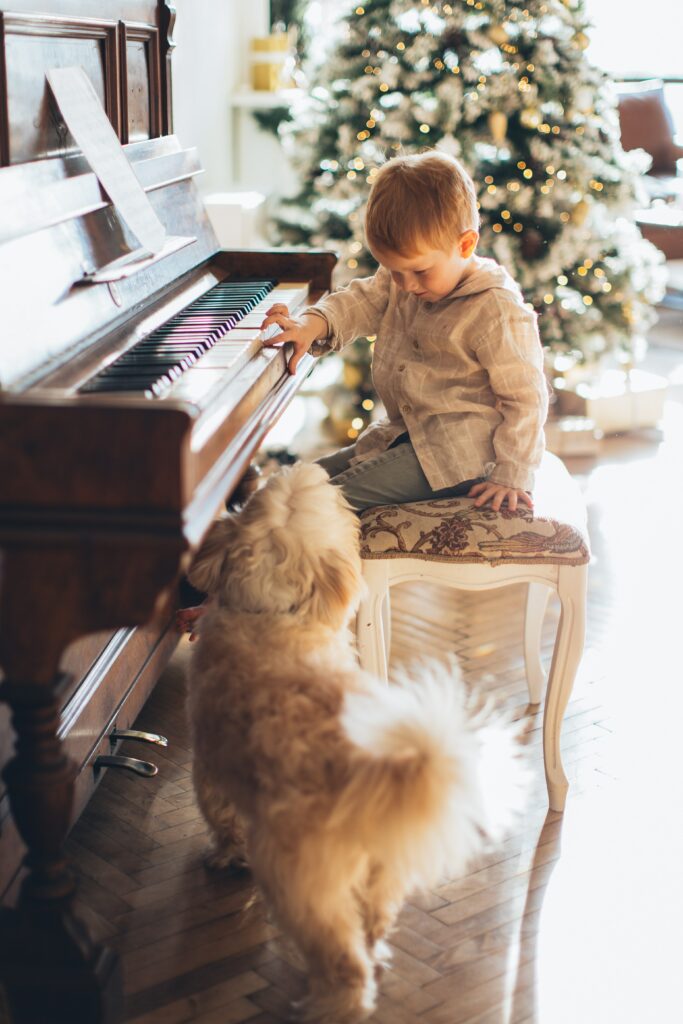 playing Christmas music at the piano