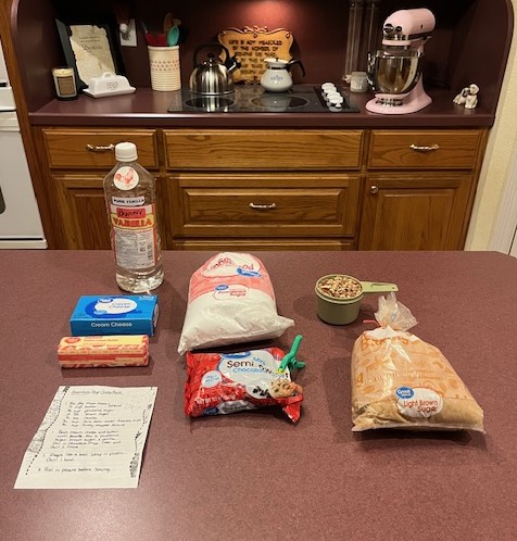 ingredients for chocolate chip cheese ball with graham crackers