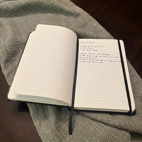 Jacob's sentimental recipe book that is handwritten