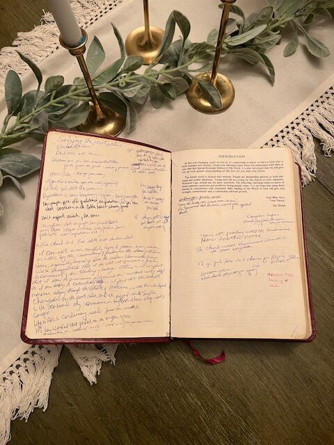 notes in a Bible gifted to me