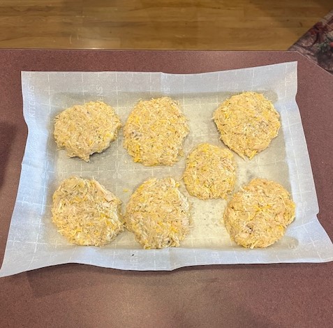 baking low carb chicken patties on monthly menu for may